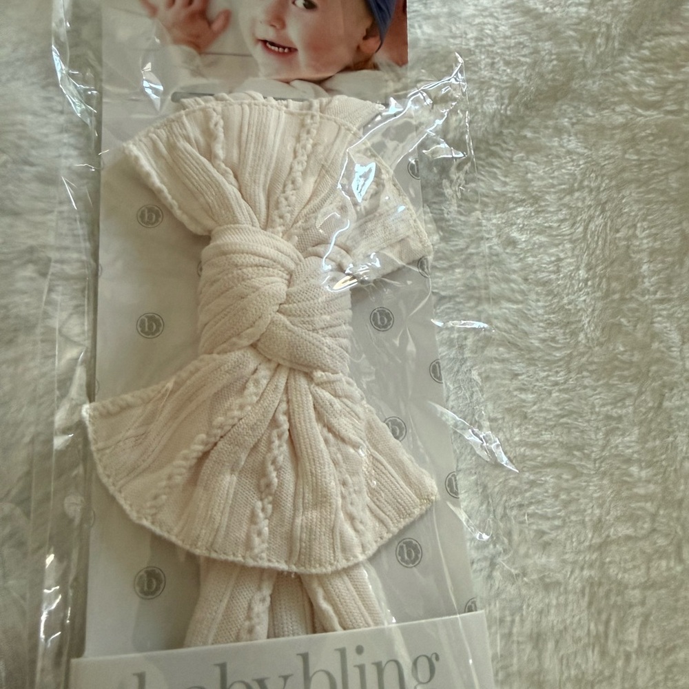 New BABY BLING 2 Bows Navy Blue With Swiss Dots Ballet Pink NWT - Picture 3 of 5
